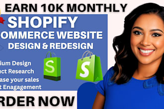 design, redesign your shopify ecommerce website wix, wordpress sellfy big cartel