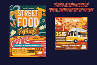 design food menu with illustration style
