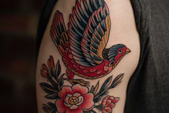 create amazing traditional or old school tattoo style design