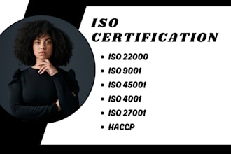 provide iso 9001, 45001, 27001, 22000, 22716 gmp, and others