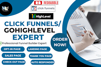 design your sales funnel in clickfunnels, godaddy, gohighlevel landing page