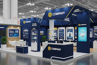 design 3d trade booth, kiosk and exhibition event stand
