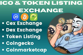 list your token on coingecko, coinmarketcap, dex, cex and crypto ranking sites