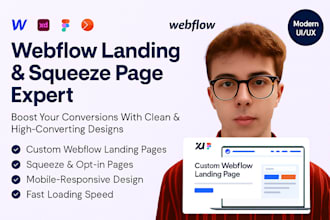 design responsive portfolio, figma to webflow website, edit squeeze landing page