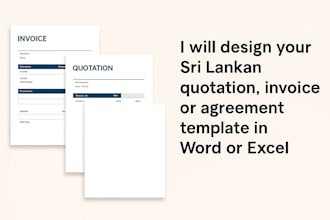 design sri lankan invoice, quotation, or agreement templates in word or e