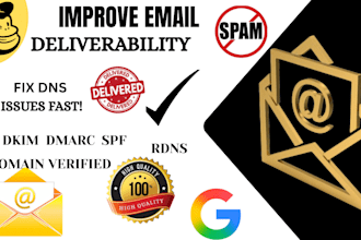 fix email deliverability spam, junk, dns, dmarc, dikim, mx, spf, bimi, audit