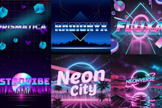 design an 80s futuristic retro vintage neon logo with synthwave vibes