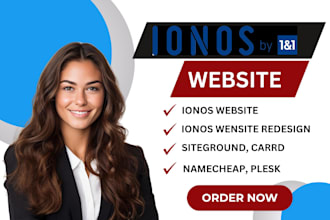 design or redesign ionos, siteground, carrd, plesk, bluehost, name cheap, ionos