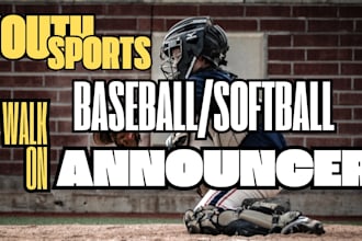 record an announcer walk on intro for your baseball and softball sports players