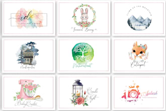 design watercolor hand drawn feminine floral boho logo
