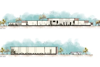 render 2d architectural plans elevations and sections in photoshop