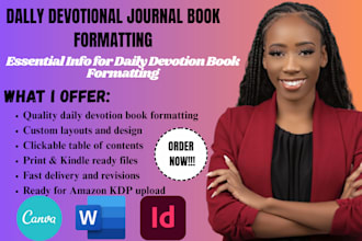 format daily devotion, journal, and prayer book for KDP