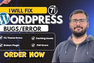 fix wordpress bugs, wordpress issues, wordpress error, theme error, in 7 hours