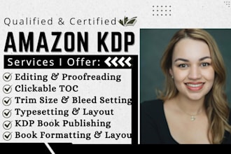do KDP book formatting, edit ebooks for amazon KDP or kindle direct publishing