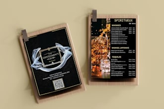 create a professional bar menu design for your pub or lounge