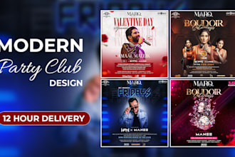 design club, event, and party flyers, posters in 12 hrs