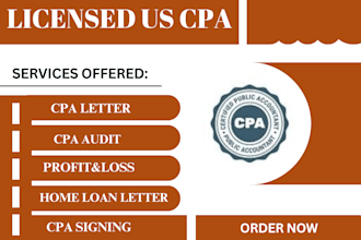 prepare sign cpa certified financial statement,CPA audit,income statement,review