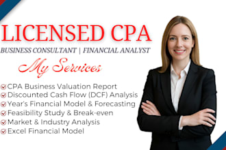 do CPA business valuation, dcf financial analysis, financial model, project
