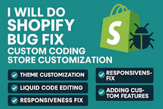 do shopify bug fix, custom coding, and store customization