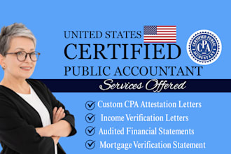 do US cpa letter, mortgage statement for sba loan, audit financial statement
