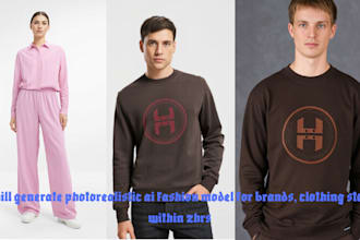 generate photorealistic ai fashion model for brands, clothing store within 2hrs