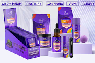 do your cbd, vape, cigarette, cannabis, tincture packaging box design and label