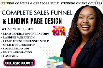 landing page, sales funnel in systeme io clickfunnels gohighlevel kajabi kartra