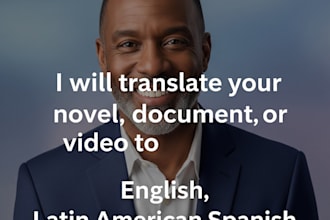 translate your novel, document, or video to english, latin american spanish