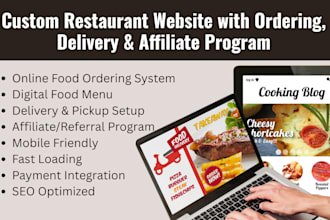 design restaurant website food menu, online ordering delivery, affiliate program