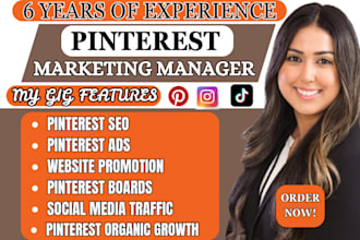 create seo optimized pins post and boards as a pinterest marketing manager