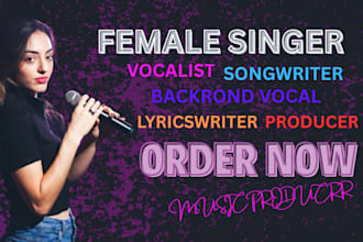 sing smooth female pop and hiphop vocals melody, lyrics, hook, and harmony