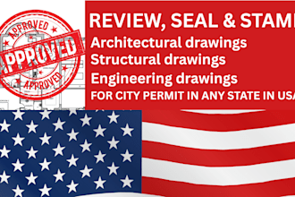 review, seal and stamp florida, california, arizona architectural drawings stamp