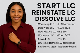 start, reinstate, or dissolve US llc or corp with ein wy, de, nm experts