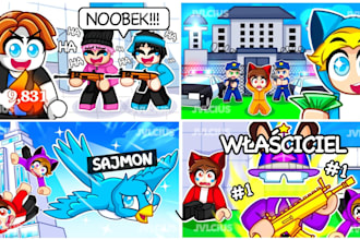 draw cartoon roblox thumbnails for youtube and games