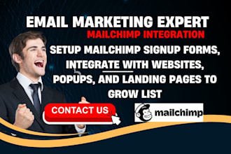 setup mailchimp signup forms, integrate with websites, popups, and landing pages