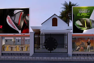 visualize 3d golf commercial space,golf course,fitness centre,ceiling layout,cgi