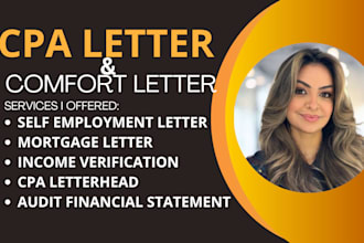 provide CPA mortgage comfort letter, self employment income verification letter