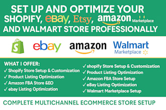 set up and manage your shopify, ebay, amazon, and walmart marketplace store