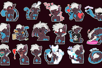 furry animated stickers, telegram discord stickers, furry ref sheet stickers