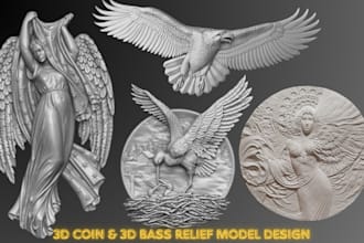 sculpt 3d coin bas relief medallion cnc design pendant stl model for 3d printing