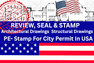 review, seal and stamp florida, texas, ny architectural drawing for city permit