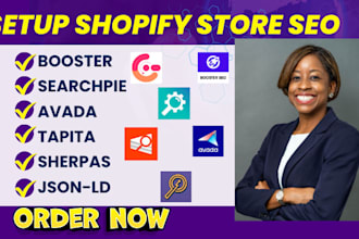 setup shopify store seo booster avada sherpas searchpie tapita tiny jsonld king