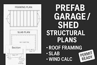prefab garage shed structural plans roof framing slab wind calc permit