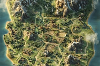 make fantasy map illustration for dnd, novels and games