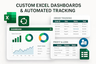 custom excel dashboards, automated order tracking, and profit loss spreadsheets
