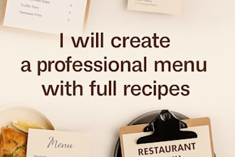 create a custom menu and full recipes for your food truck, cafe, or restaurant