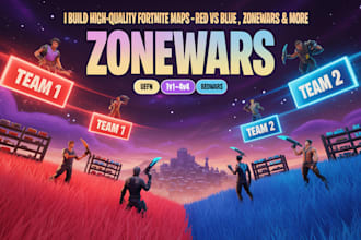 create you a fortnite 1v1 to 4v4 zonewars map using uefn