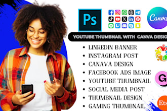 design a gaming thumbnail youtube thumbnail  with canva design shopify banner