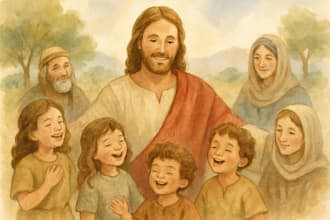 do watercolor, 2d, 3d for children book, bible story, book cover illustration