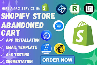 setup shopify store abandoned cart recovery klaviyo mailchimp cartly firepush